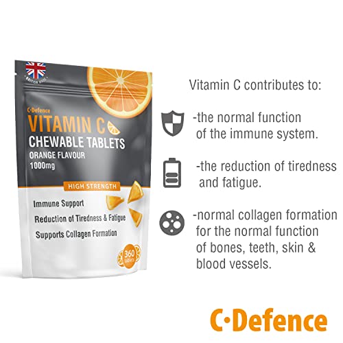 C- Defence Vitamin C 1000mg Chewable - 360 Tablets Orange Flavour