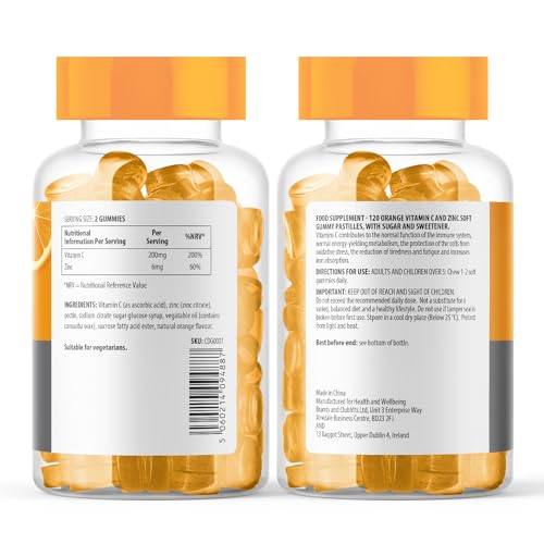 C-Defence Vitamin C and Zinc 120 Gummies Orange Flavour