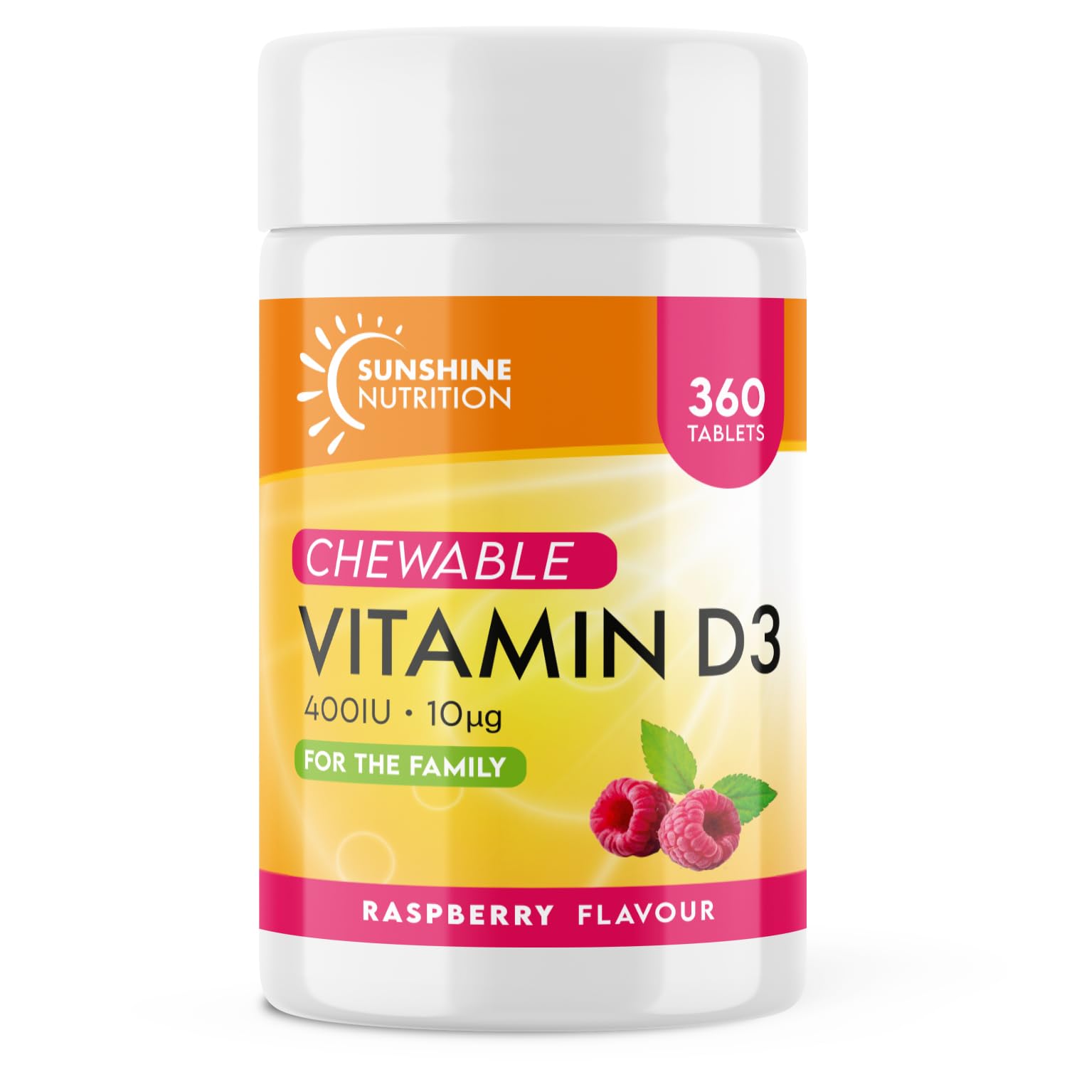 Vitamin D Raspberry Flavour chewable 360 tablets for Family