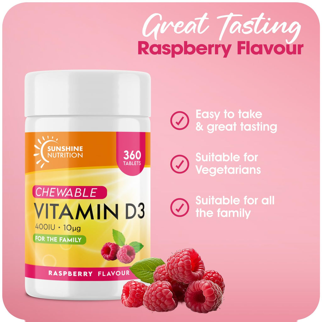 Vitamin D Raspberry Flavour chewable 360 tablets for Family