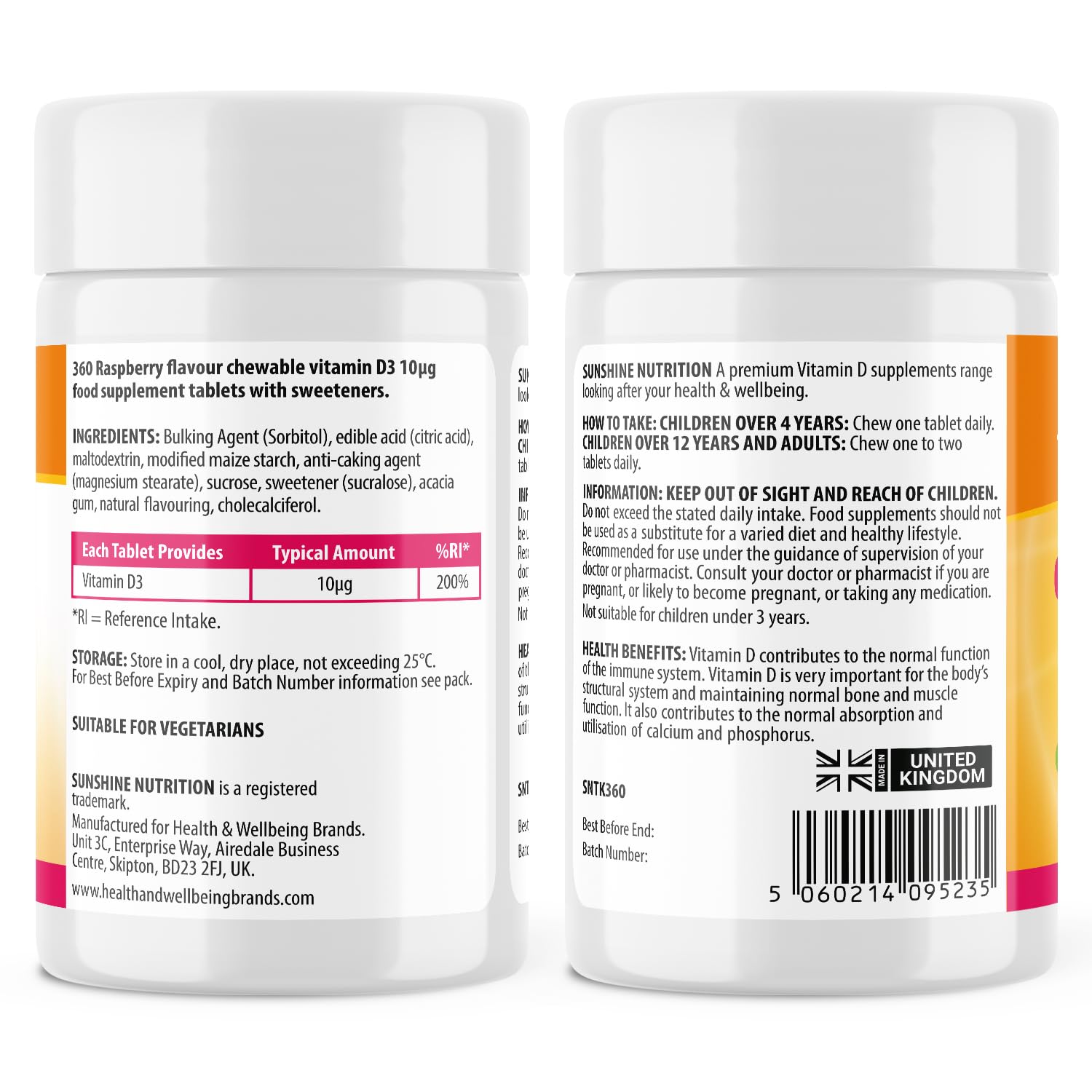 Vitamin D Raspberry Flavour chewable 360 tablets for Family