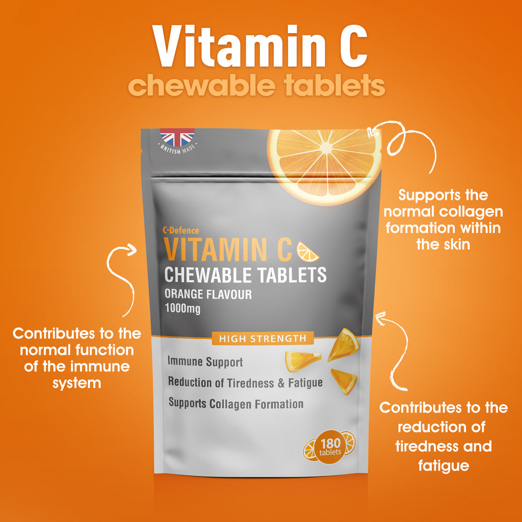 C-Defence Vitamin C Chewable 180 Orange Tablets 1000mg