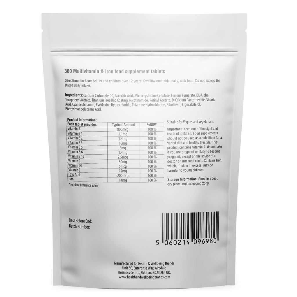 MultiZest Multivitamin & Iron 360 Pouch- One year Supply