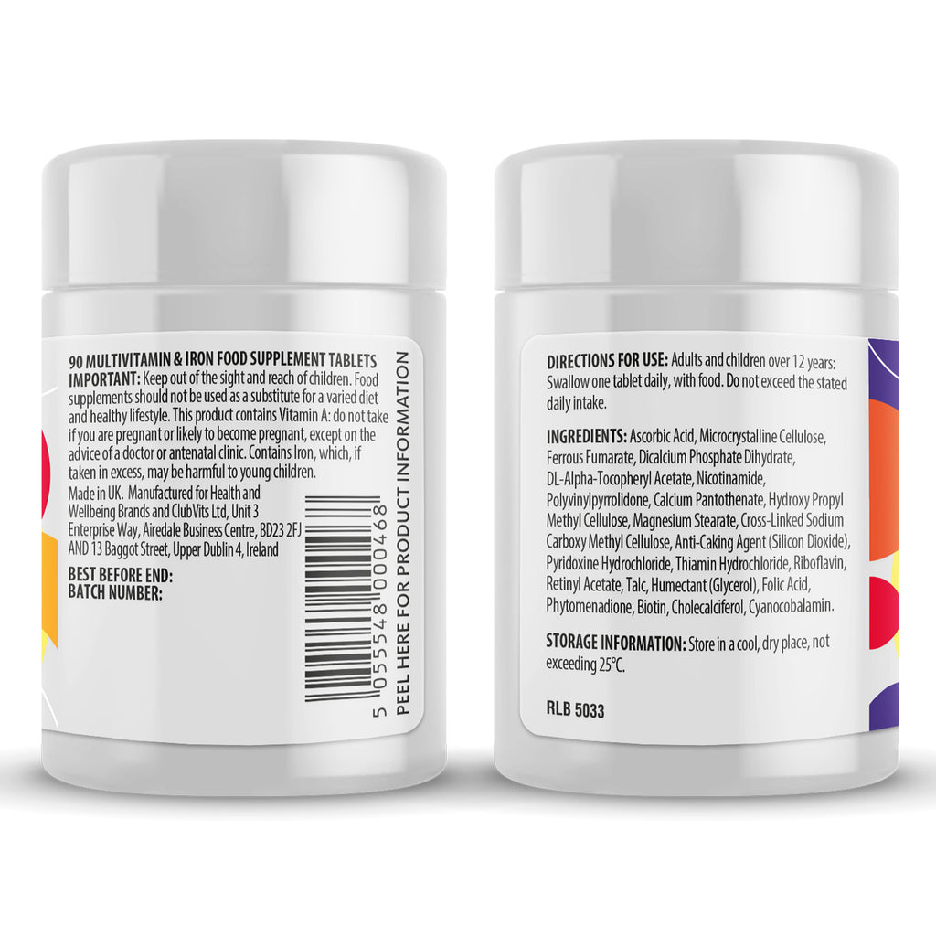 Multivitamin & Iron  90 Tablets- easy  to swallow