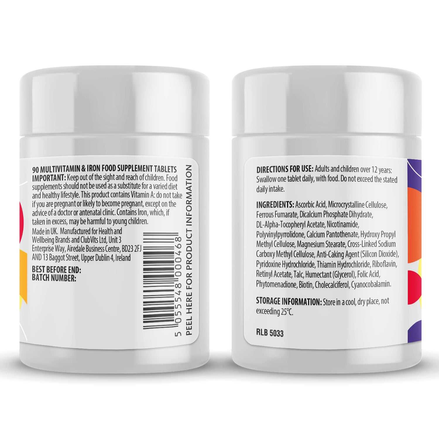 Multivitamin & Iron  90 Tablets- easy  to swallow