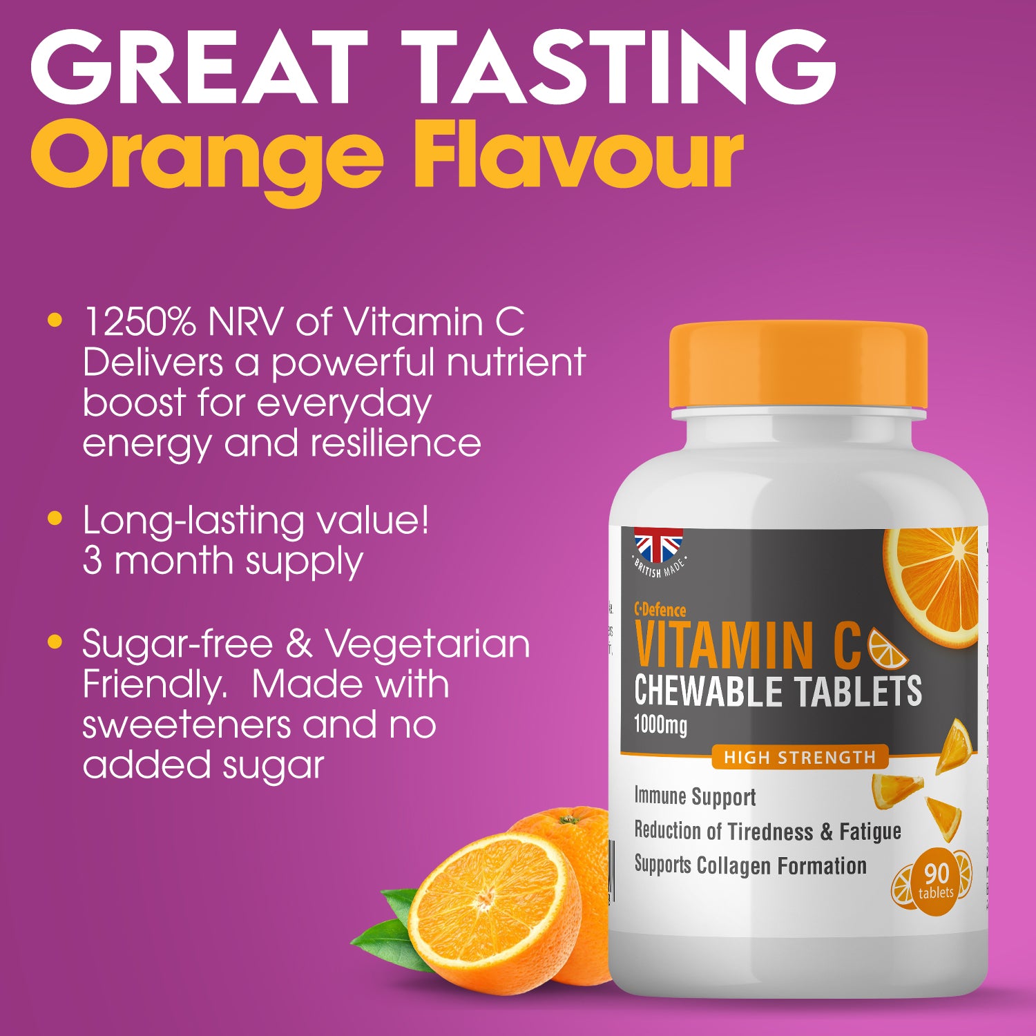 C-Defence Vitamin C 1000mg Chewable C 90 Tablets