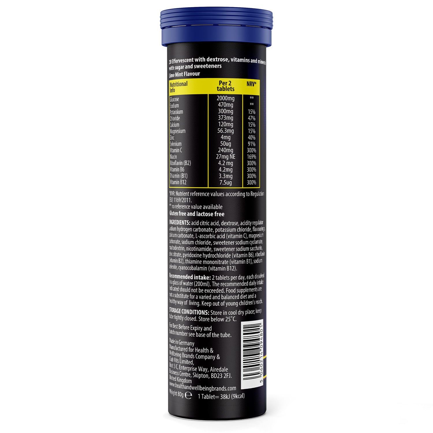 Hydration Effervescent Tablets with Electrolytes- Lemon and Lime Flavour