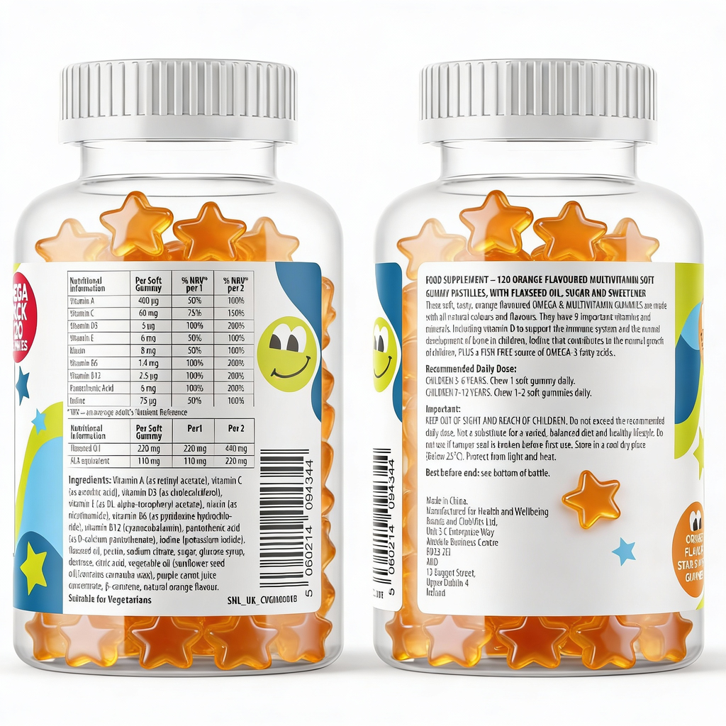 MultiZest Children Omega & Multivitamin Gummies – Orange Flavour (120 Gummies)
