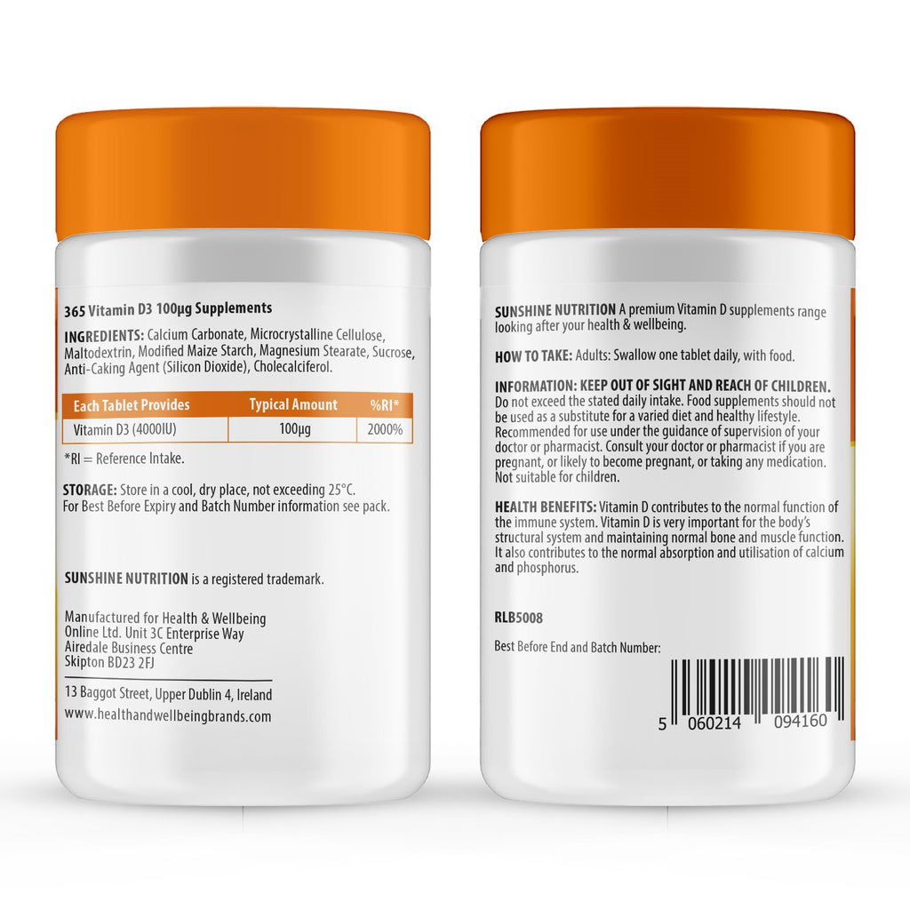 Vitamin D Tablets -High Strength D3 4000IU 360 Tablets