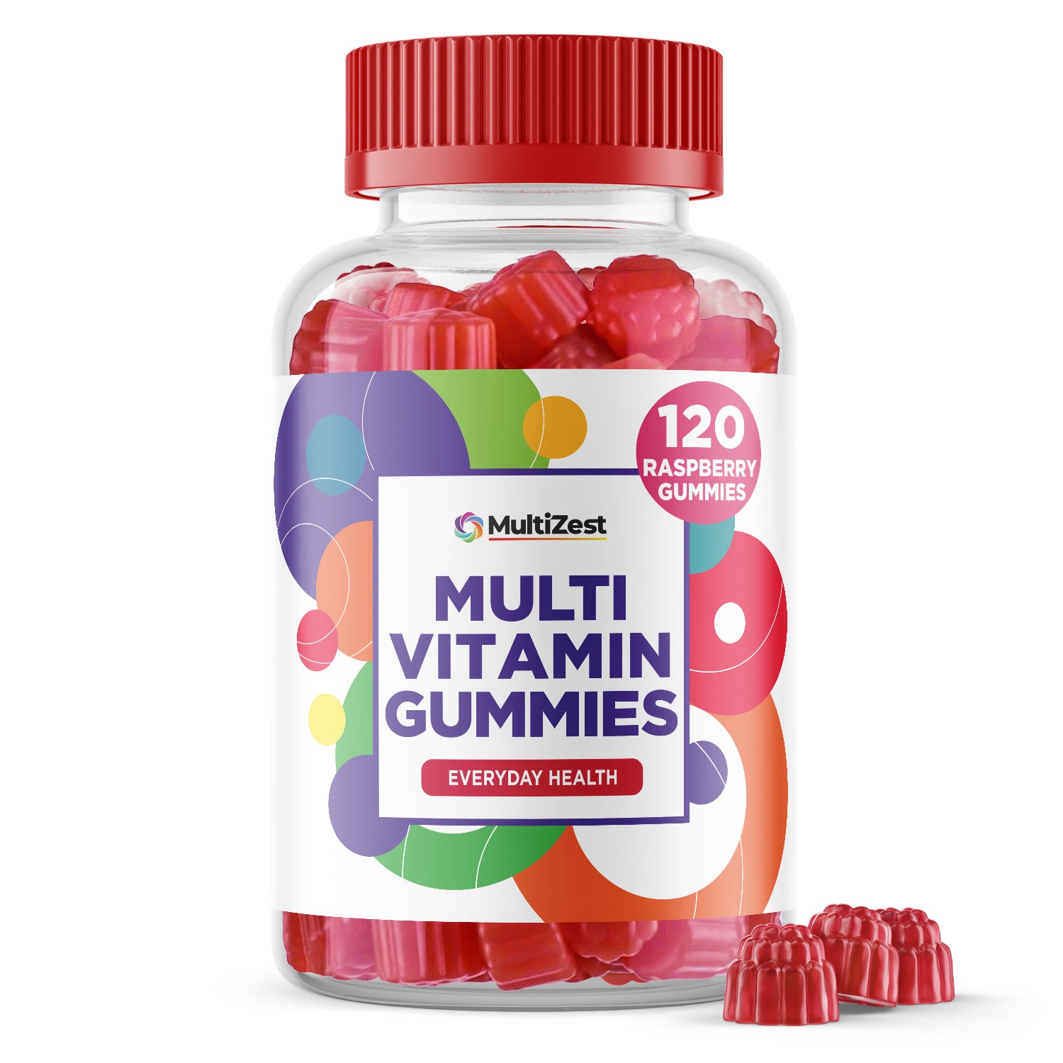 MultiZest Adults Multivitamin Gummies- Raspberry Flavour (120 Gummies)