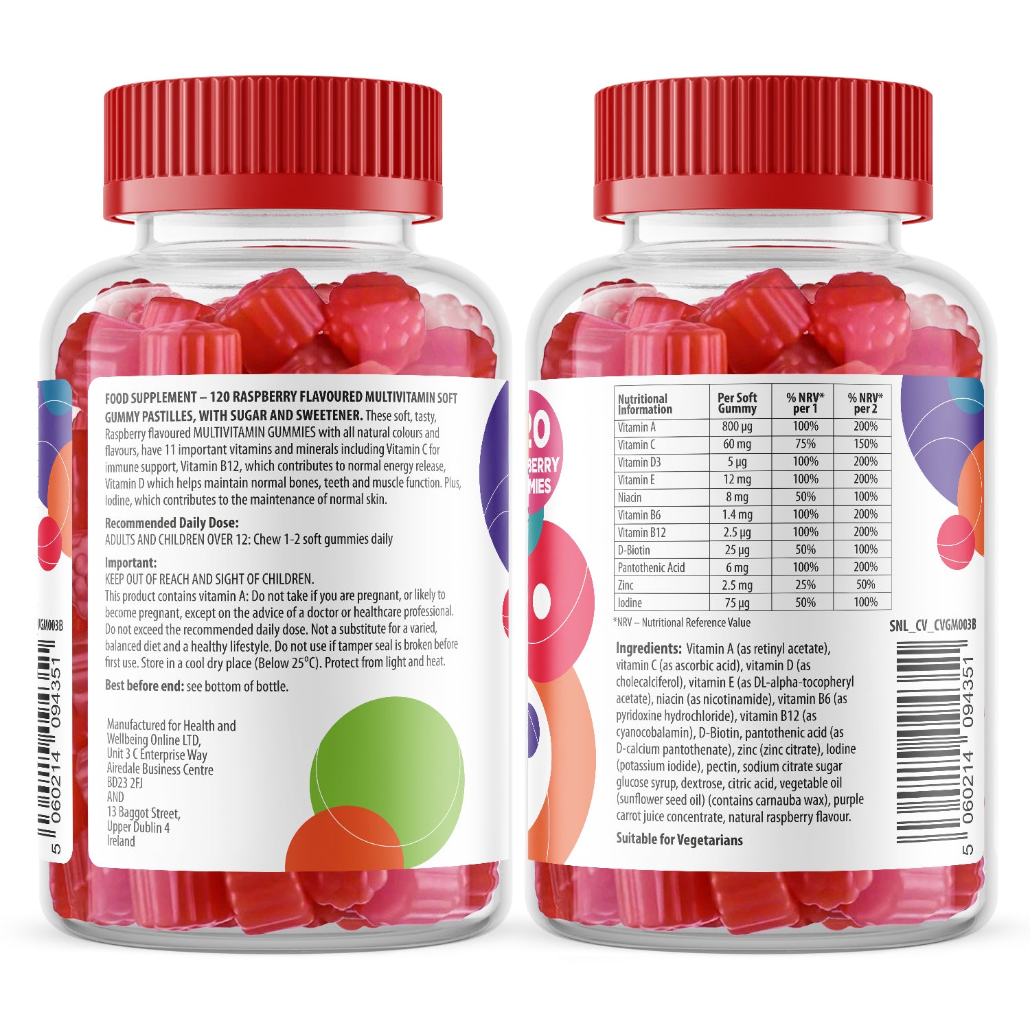 MultiZest Adults Multivitamin Gummies- Raspberry Flavour (120 Gummies)