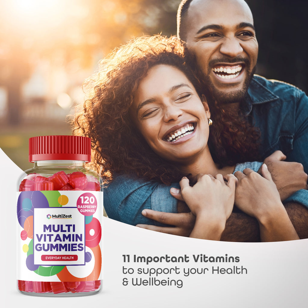 MultiZest Adults Multivitamin Gummies- Raspberry Flavour (120 Gummies)