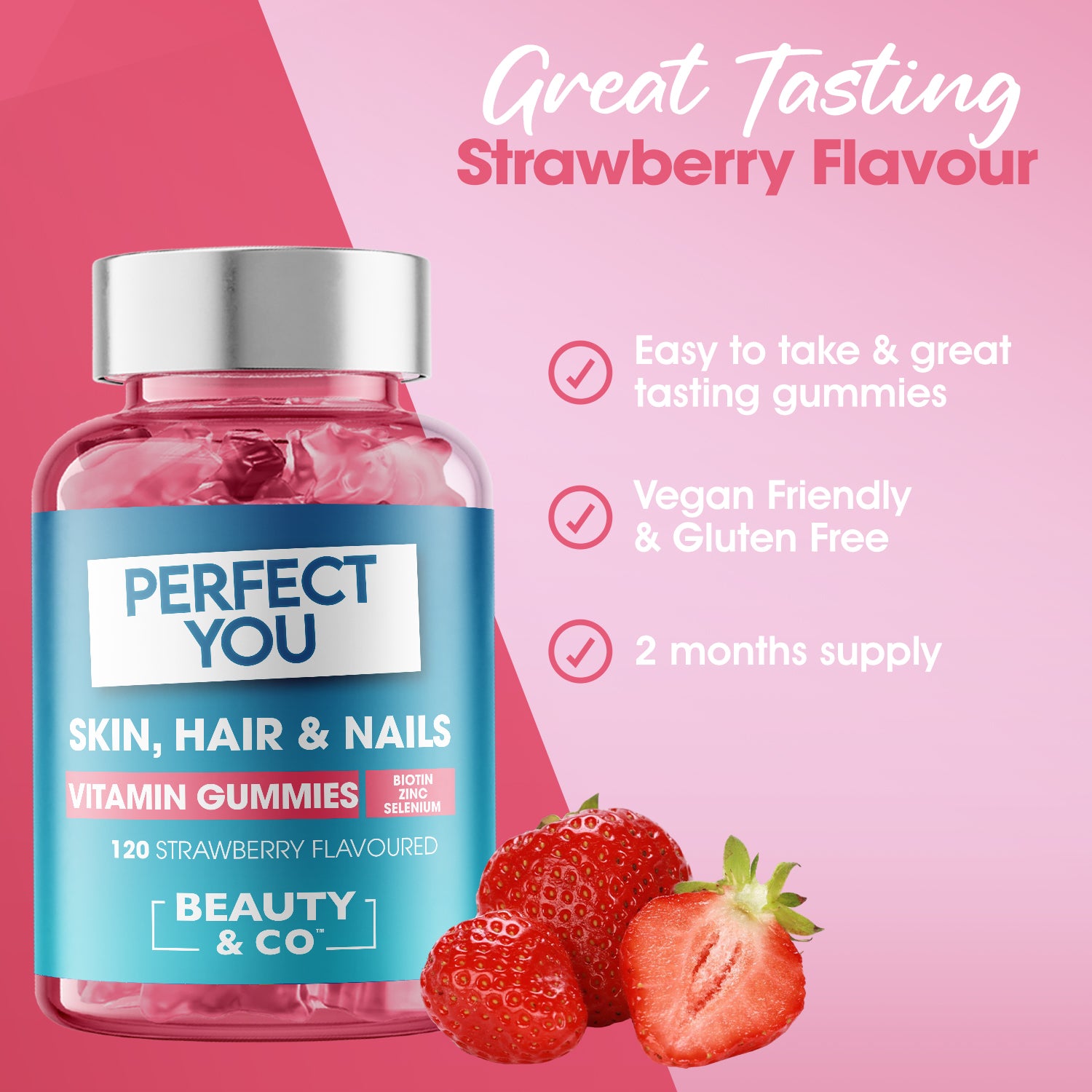 Perfect You- Skin, Hair and Nail Gummies 120 Strawberry