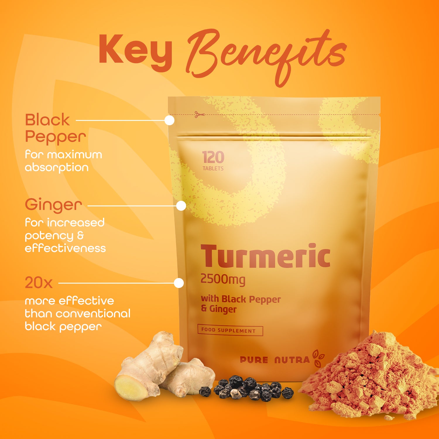 Turmeric 2500mg with Ginger and Black Pepper 120 tablets