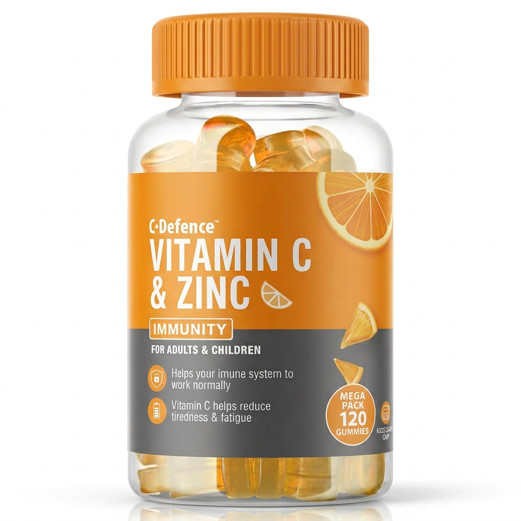 C-Defence Vitamin C and Zinc 120 Gummies Orange Flavour