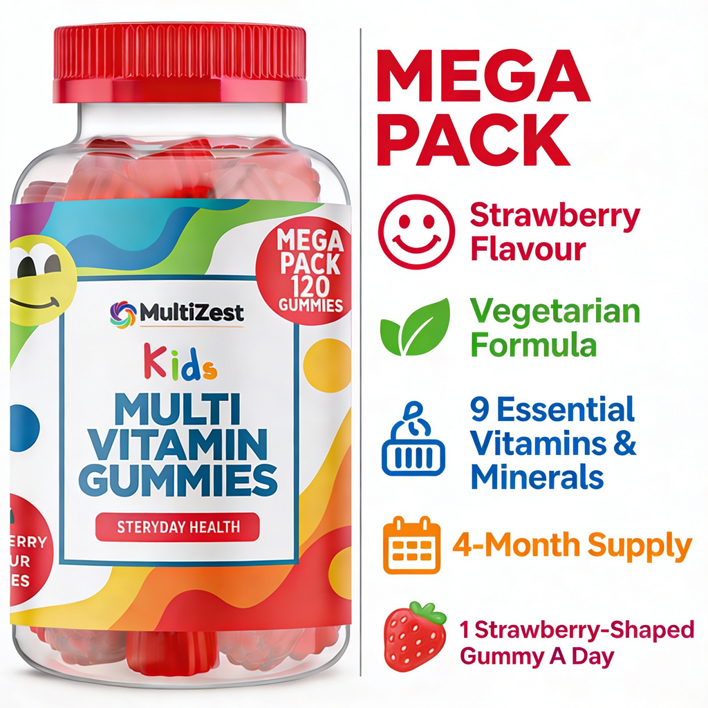 MultiZest Children Multivitamin Gummies – Strawberry Flavour (120 Gummies)