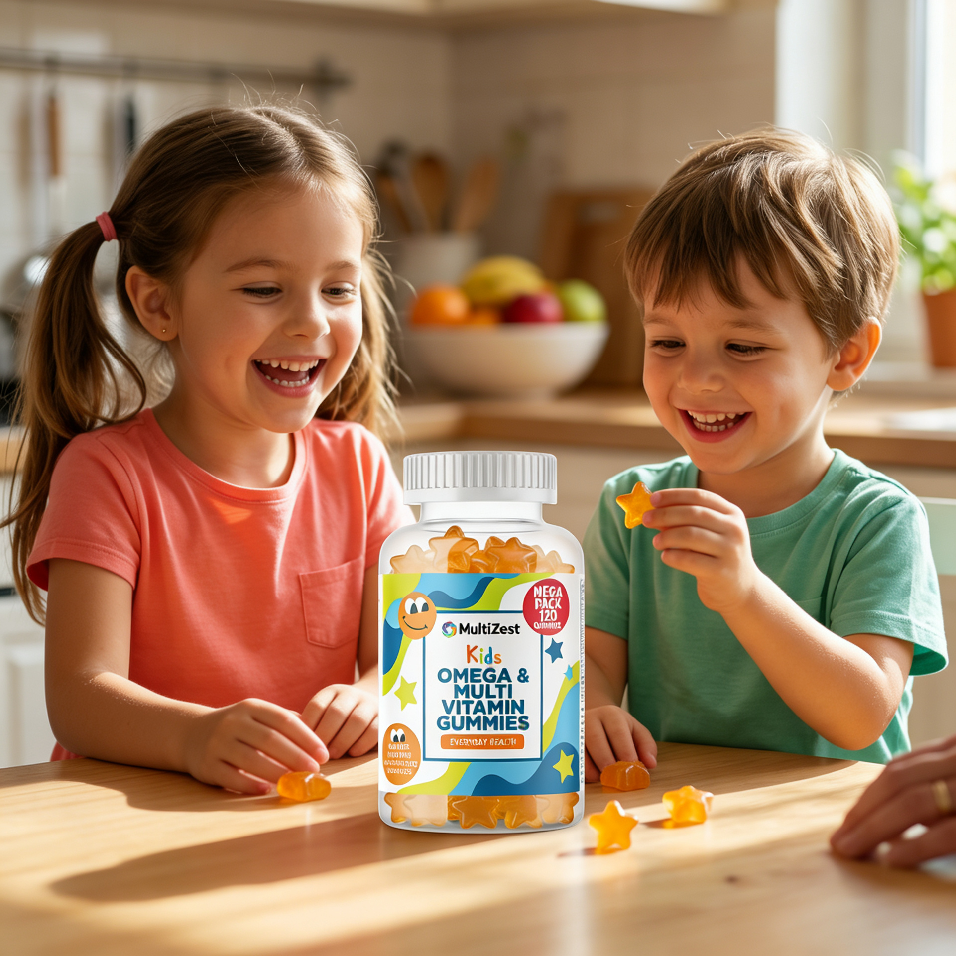 MultiZest Children Omega & Multivitamin Gummies – Orange Flavour (120 Gummies)
