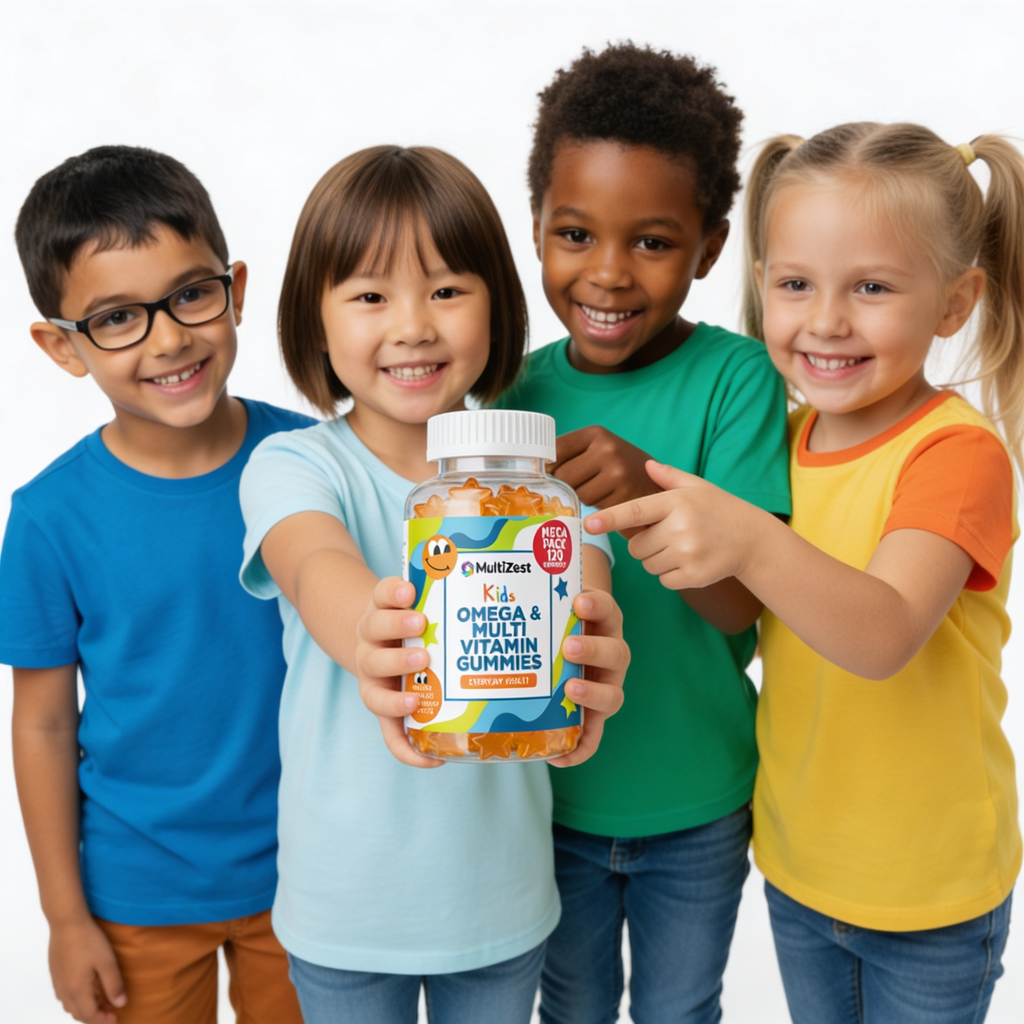 MultiZest Children Omega & Multivitamin Gummies – Orange Flavour (120 Gummies)